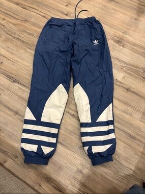 adidas Navy and White Retro Jogger Pants